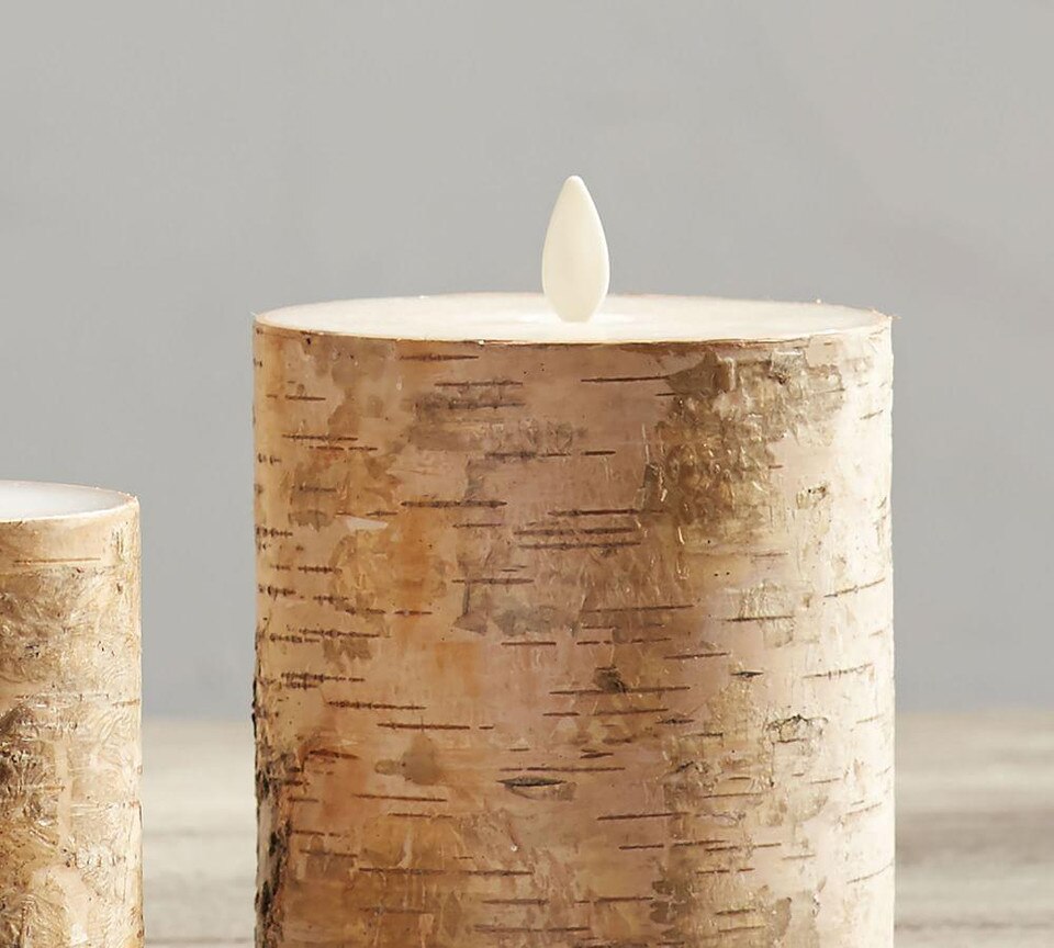 Premium Flicker Flameless Birch Wax Pillar Candle Pottery Barn Australia